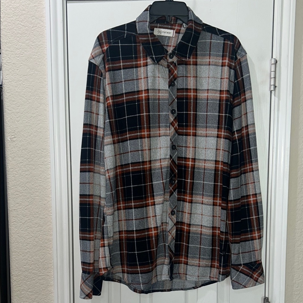 Express Black and Gray Casual Button Down Shirt